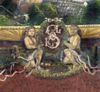 Beroun, Sokol, veduta města v rámu, detail opony, autor Pavel Vyhnanovský,1936