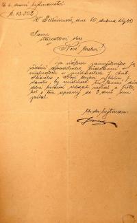 Nová Cerekev, kontrola divadelních místností Antonína Štědrého, 1900