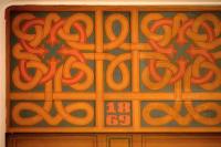 Čáslav, Dusíkovo divadlo, železná opona - ornamentální malba, nápisy a letopočty, autor nezjištěn, 1924