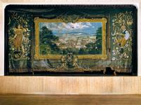 Beroun, Sokol, veduta města v rámu, opona, autor Pavel Vyhnanovský,1936