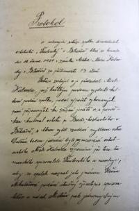 Běhařov, SDO Šmilovský, protokol o založení spolku, 1929