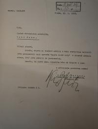 Nová Paka, SDO, dopis Karla Hašlera, 1939