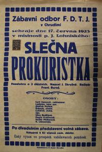 Chrudim, FDTJ, Slečna prokuristka - plakát, 1923