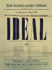 Sedlčany, Spolek divadelních ochotníků, Ideal - plakát, 1898