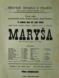 Oldříš, SDO Jirásek, Maryša - plakát, 1920