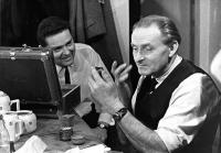 Česká Třebová, DS Hýbl, v šatně, Otokar Dobrovský a Oldřich Bittl