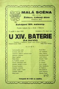 Praha-Žižkov, Malá scéna, člen DDOČ, U XIV. baterie - plakát, 1927
