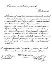 Dašice, SDO, žádost městské radě 1901