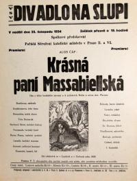 Praha-Nové Město, Vyšehrad, Katolická mládež, Krásná paní Massabiellská, v Divadle Na Slupi - plakát, 1934