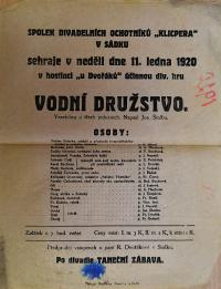 Sádek, SDO Klicpera, Vodní družstvo - plakát, 1920
