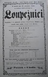 Kutná Hora, Ochotníci, Loupežníci, Schiller, Kolár, 1858 - plakát