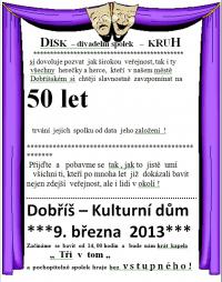 Dobříš, DISK, oslavy 50 let činnosti Divadelního spolku - plakát, 2013