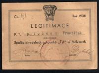 Velvary, DS Tyl, legitimace člena, 1938