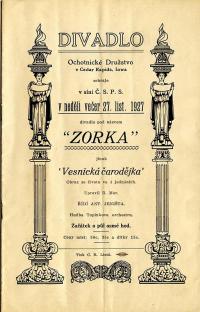 Cedar Rapids, Ochotnické družstvo, Zorka - program, 1927