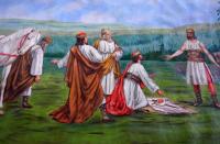 Šošůvka, bývalý hostinec, detail opony Přemysl Oráč, dle Ženíška Antonín Sychra, s. a.