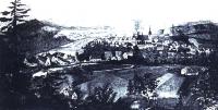 Úpice,Veduta města, Teuchmann, 1862, rub opony J.Šrůtka, čb foto, pro knihu upravil MT